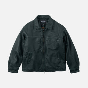 Frizmworks - DESTROYED LEATHER JACKET - WASHED OLIVE -  - Main Front View