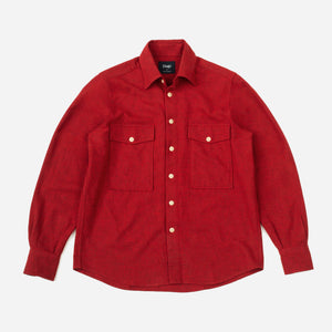 Drakes - WOOL WORK SHIRT - ROSSO RED -  - Main Front View