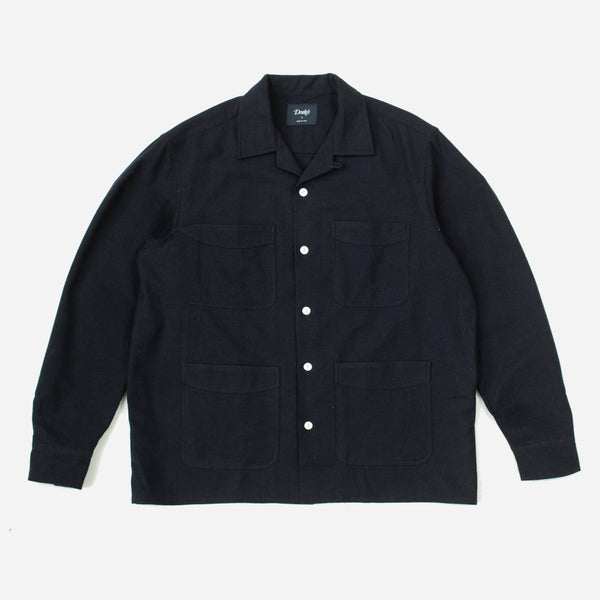 WOOL FOUR POCKET CAMP WORK SHIRT - NAVY