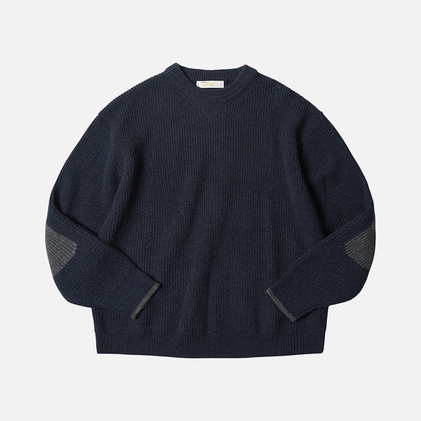 PATCH ROUND PULLOVER KNIT - NAVY