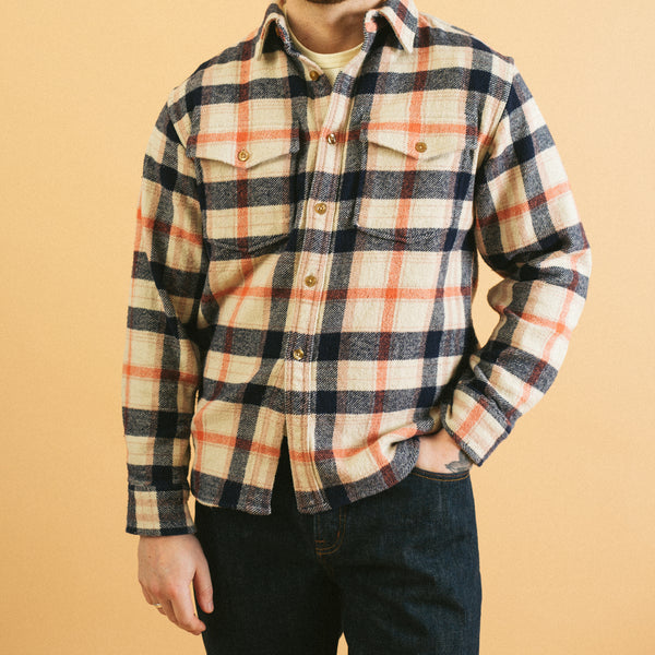 BIG POCKET FLANNEL SHIRT - SILVER LINING/ORANGE-BLUE