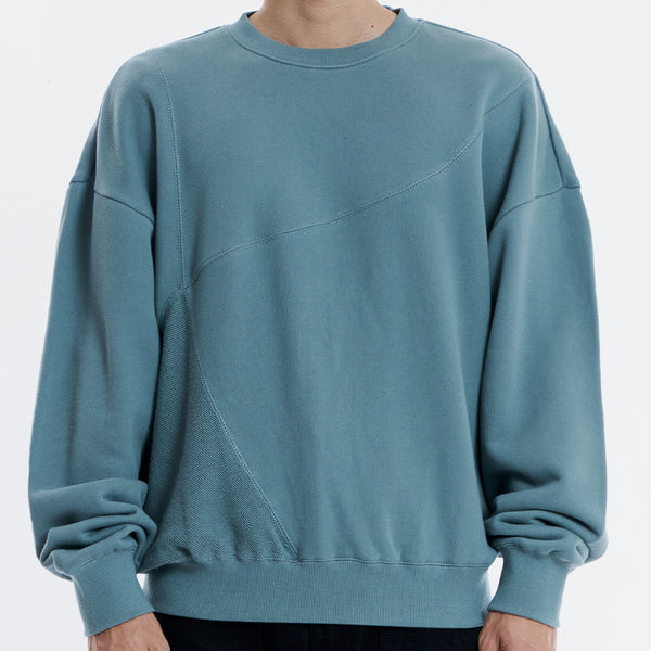 REVERSE PANEL SWEATSHIRT - AQUA SMOKE