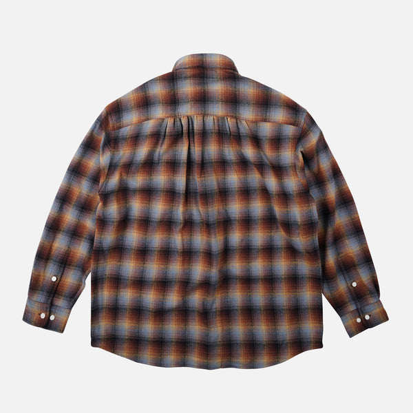 FLANNEL CHECK WORK SHIRT - BROWN SKY