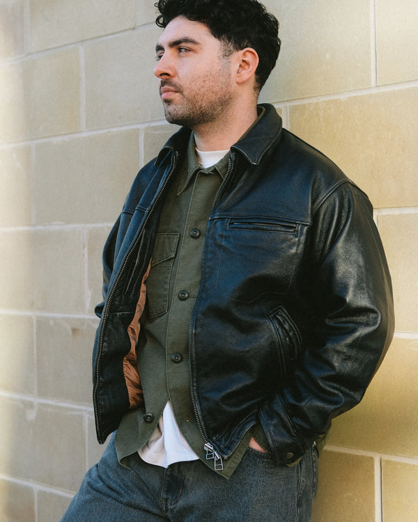 DESTROYED LEATHER JACKET - BLACK