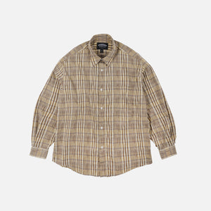 Frizmworks - GATHERED SEERSUCKER CHECK SHIRT - BEIGE -  - Main Front View