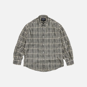 Frizmworks - GATHERED SEERSUCKER CHECK SHIRT - BLACK -  - Main Front View