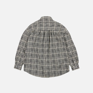 Frizmworks - GATHERED SEERSUCKER CHECK SHIRT - BLACK -  - Alternative View 1