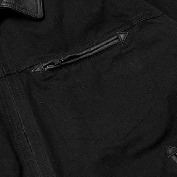 HEAVY CANVAS DESTROYED WORK JACKET - BLACK