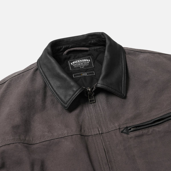 HEAVY CANVAS DESTROYED WORK JACKET - MUD