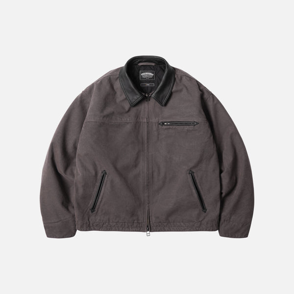HEAVY CANVAS DESTROYED WORK JACKET - MUD