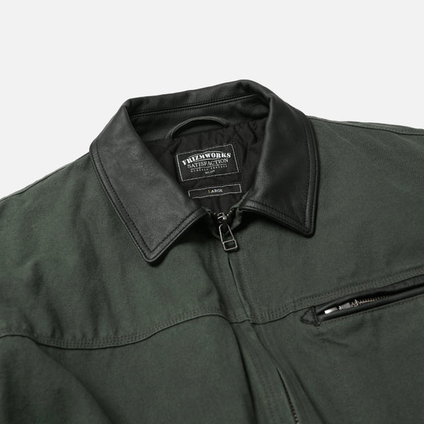HEAVY CANVAS DESTROYED WORK JACKET - OLIVE