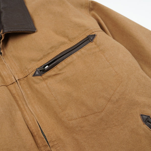 HEAVY CANVAS DESTROYED WORK JACKET - TAN