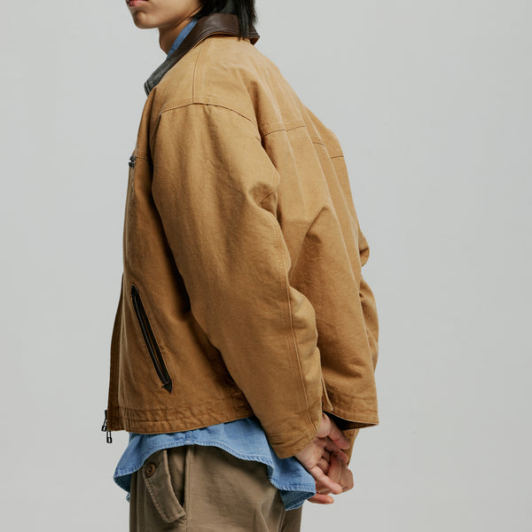 HEAVY CANVAS DESTROYED WORK JACKET - TAN