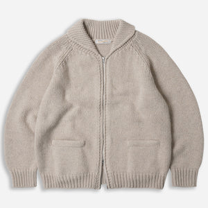 Frizmworks - HEAVY COWICHAN ZIP UP CARDIGAN - OATMEAL -  - Main Front View