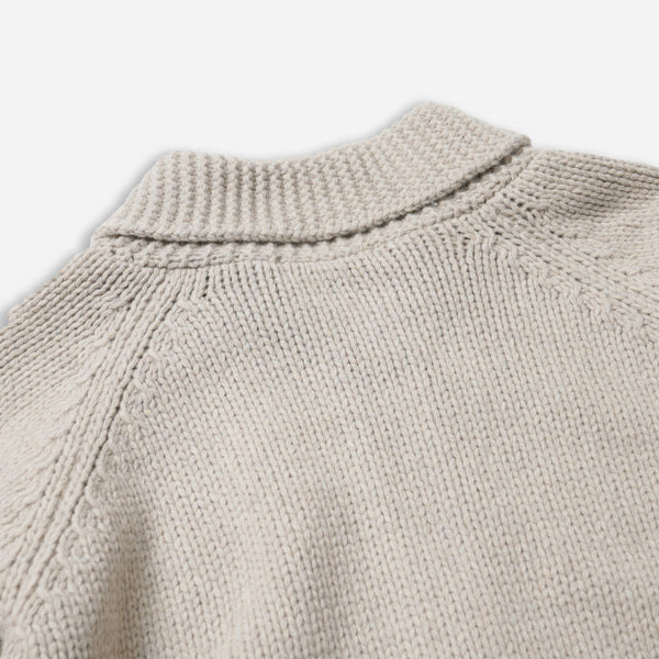 HEAVY COWICHAN ZIP UP CARDIGAN - OATMEAL