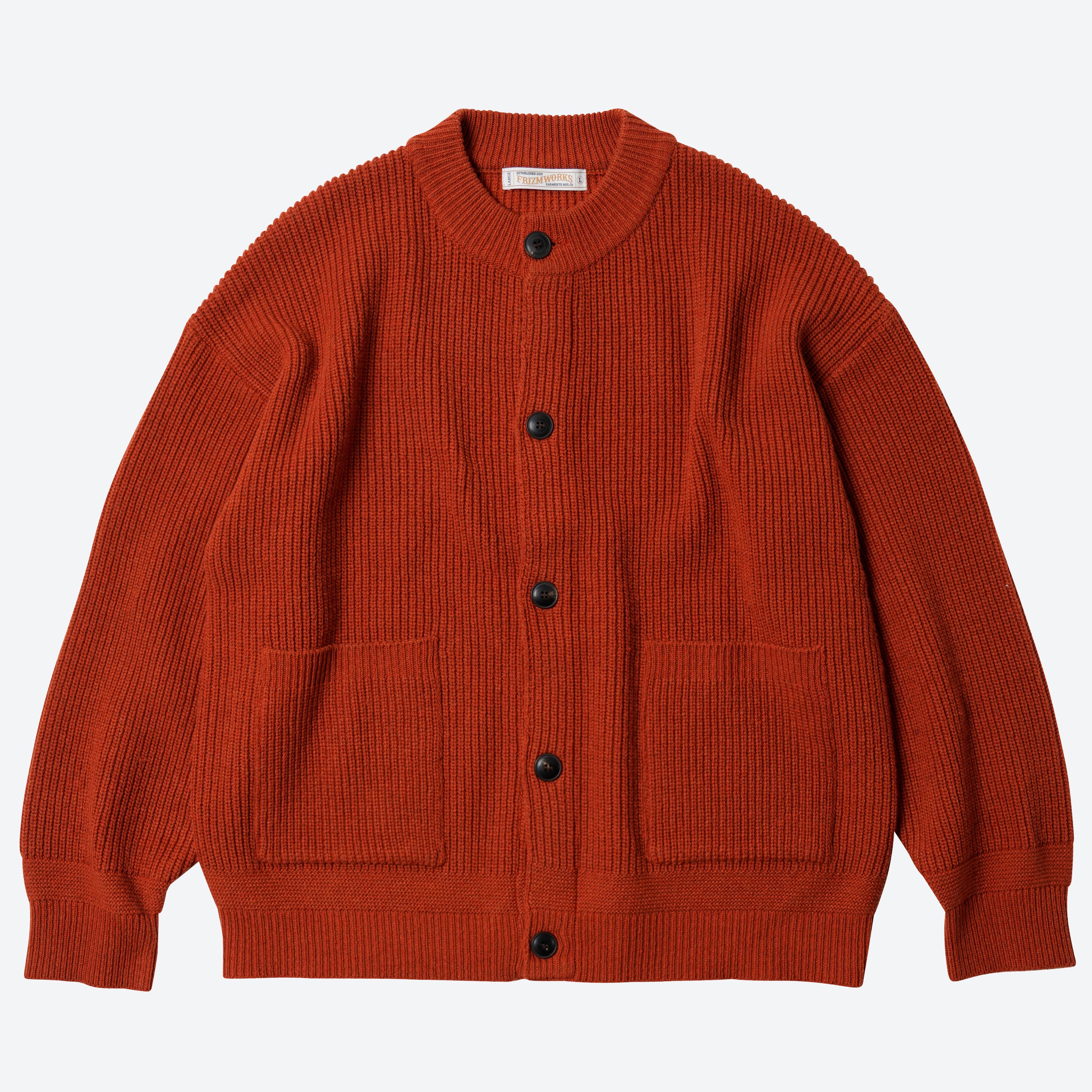 Frizmworks HEAVY WOOL ROUND CARDIGAN - BRICK - The Great Divide