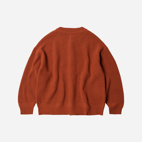 HEAVY WOOL ROUND CARDIGAN - BRICK RELABEL