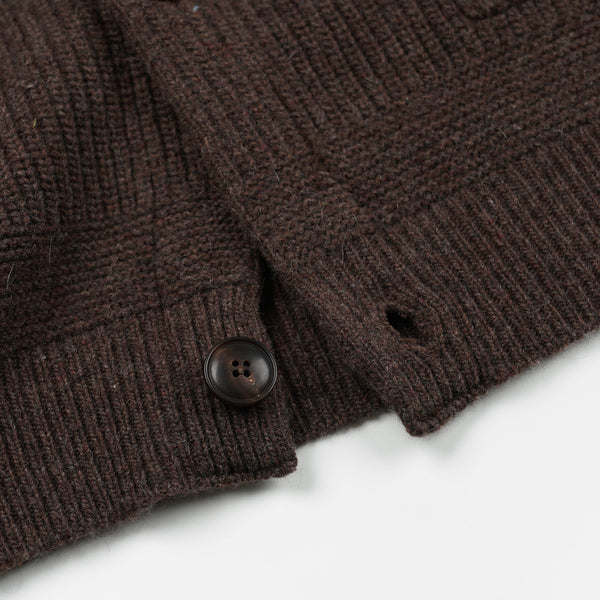 HEAVY WOOL ROUND CARDIGAN - CHOCO BROWN