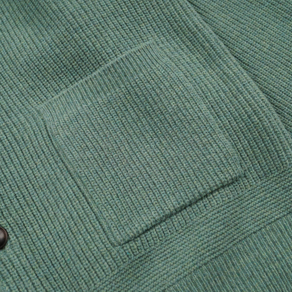 HEAVY WOOL ROUND CARDIGAN - JADE GREEN
