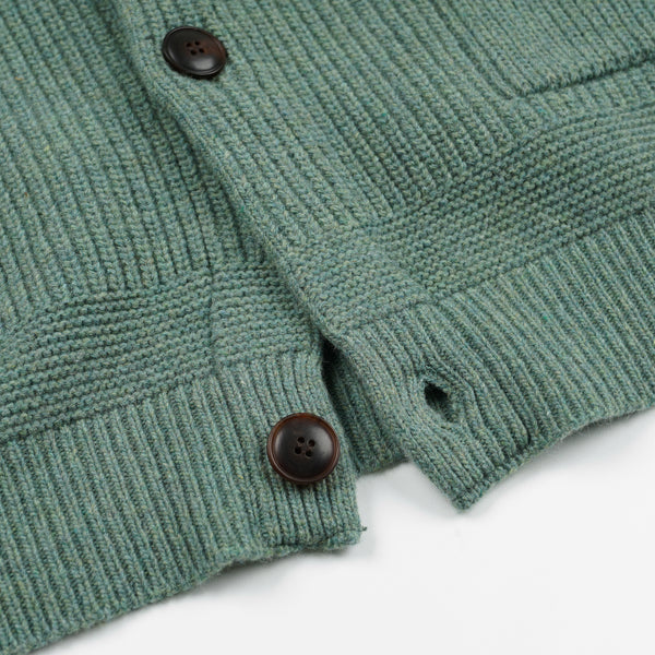 HEAVY WOOL ROUND CARDIGAN - JADE GREEN