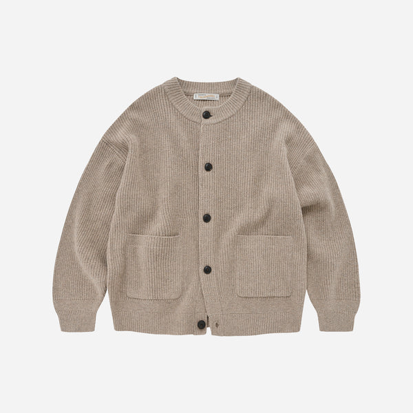 HEAVY WOOL ROUND CARDIGAN - OATMEAL