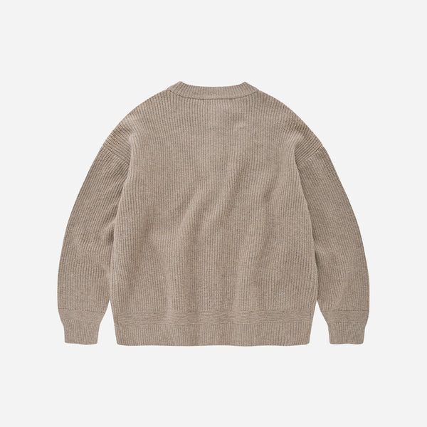 HEAVY WOOL ROUND CARDIGAN - OATMEAL
