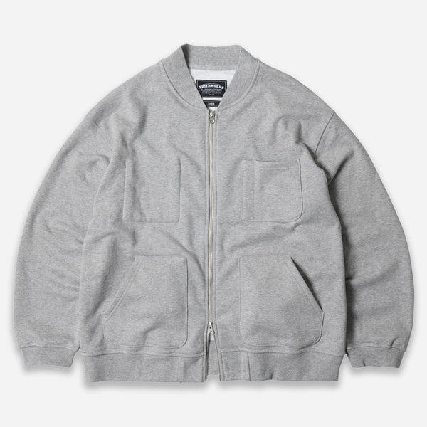 HEAVYWEIGHT SWEAT ZIP UP CARDIGAN - GRAY