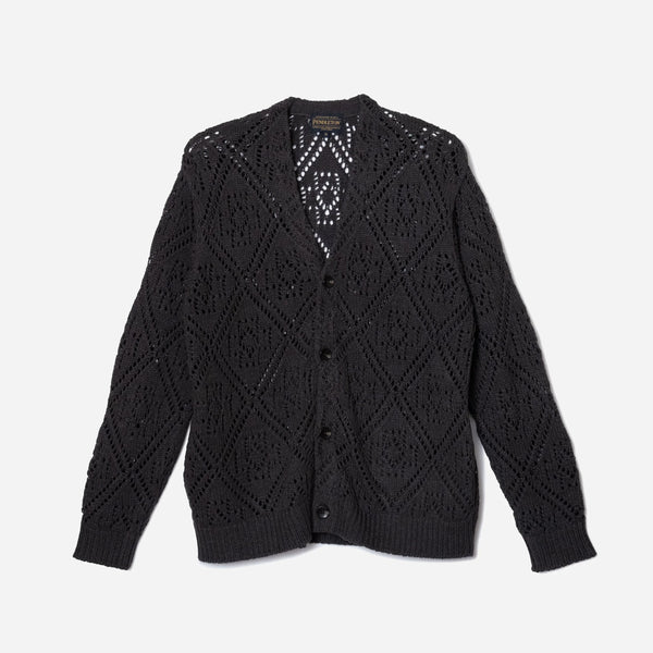 LACE STITCH CARDIGAN - CHARCOAL