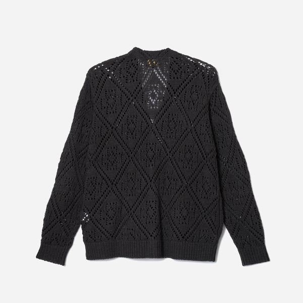LACE STITCH CARDIGAN - CHARCOAL