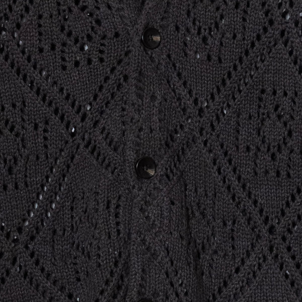 LACE STITCH CARDIGAN - CHARCOAL