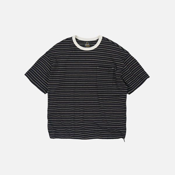 JACQUARD STRIPE HALF T-SHIRT - BLACK