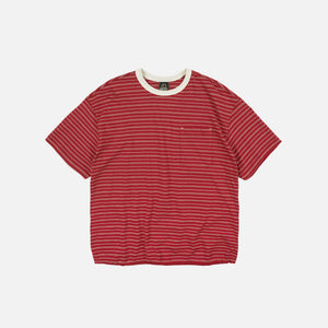 Frizmworks - JACQUARD STRIPE HALF T-SHIRT - BURGUNDY -  - Main Front View