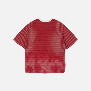 Frizmworks - JACQUARD STRIPE HALF T-SHIRT - BURGUNDY -  - Alternative View 1