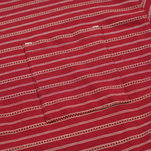 JACQUARD STRIPE HALF T-SHIRT - BURGUNDY