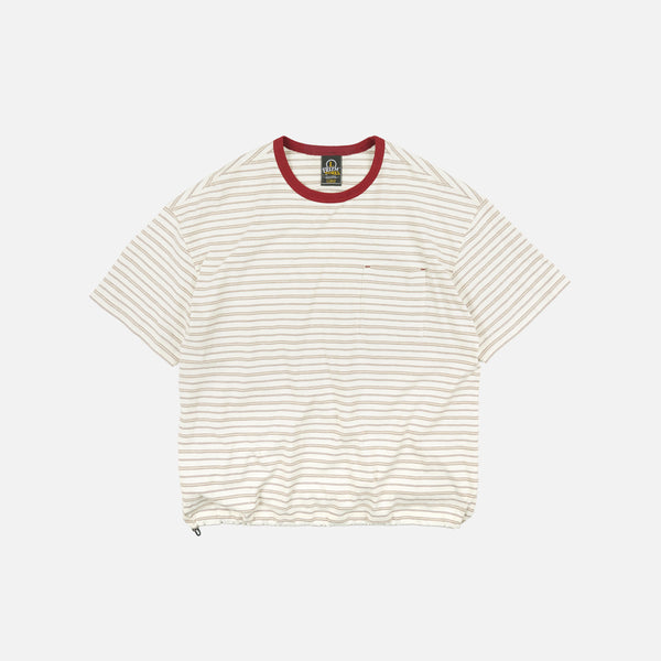 JACQUARD STRIPE HALF T-SHIRT - CREAM