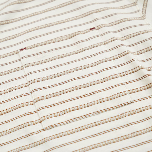 JACQUARD STRIPE HALF T-SHIRT - CREAM