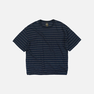 Frizmworks - JACQUARD STRIPE HALF T-SHIRT - NAVY -  - Main Front View