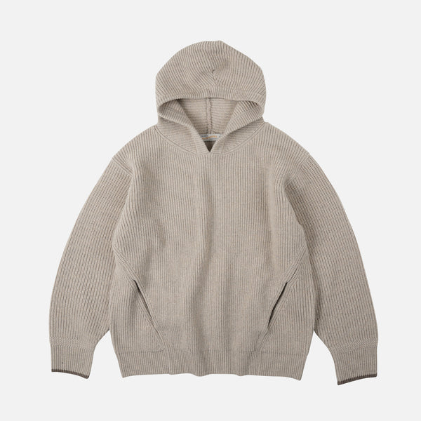 KANGAROO KNIT PULLOVER HOODIE - OATMEAL