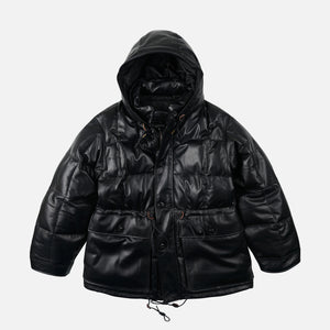 Frizmworks - LEATHER KARAKORAM GOOSE DOWN PARKA JACKET - BLACK -  - Main Front View