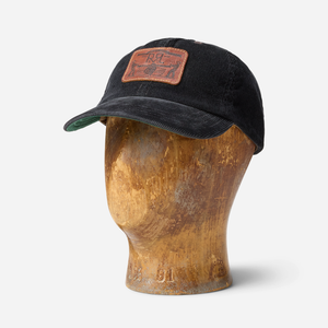Double RL By Ralph Lauren - LEATHER PATCH CORDUROY TRUCKER CAP - BLACK -  - Main Front View