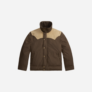Double RL By Ralph Lauren - RRL Leather-Yoke Western Jacket Dark Olive -  - Main Front View