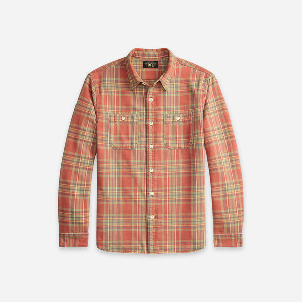 PLAID TWILL WORK SHIRT - RED/BLUE-GREEN