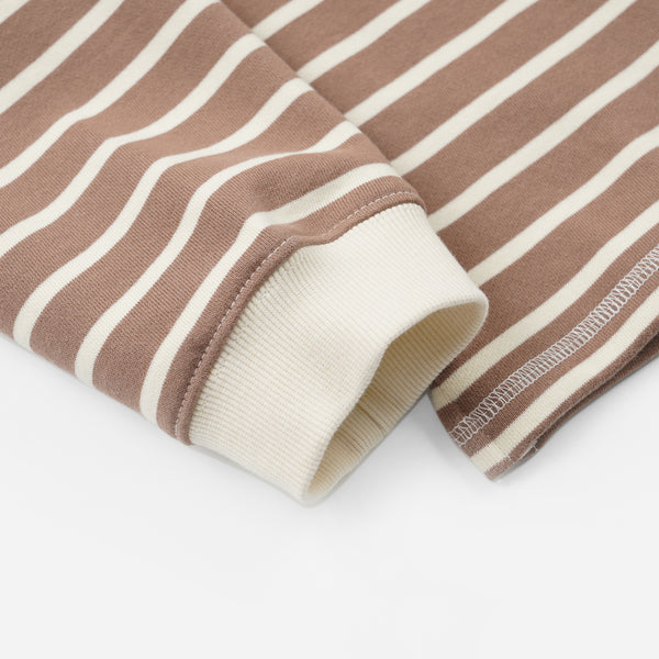LOOP PATCH SWEATSHIRT - STRIPE MOCHA