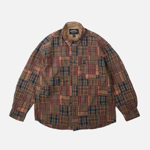 Frizmworks - MADRAS PATCHWORK RELAXED SHIRT - BROWNIE -  - Main Front View