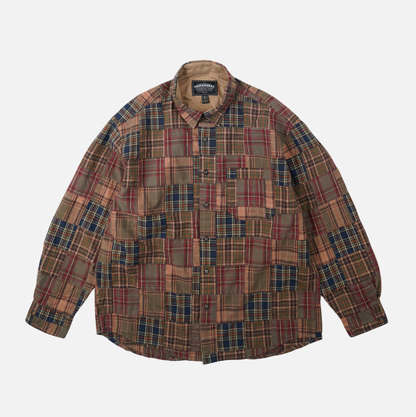 MADRAS PATCHWORK RELAXED SHIRT - BROWNIE