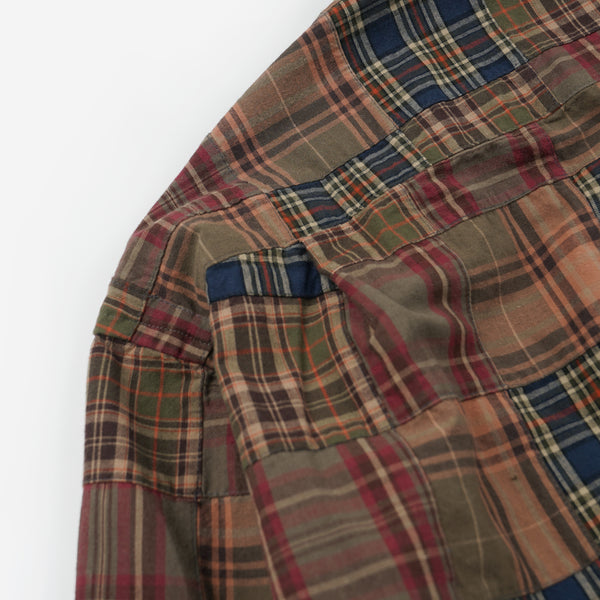 MADRAS PATCHWORK RELAXED SHIRT - BROWNIE