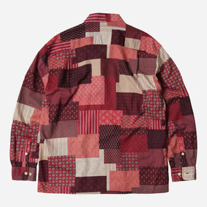 Frizmworks - MIXED PATCHWORK SHIRT - BURGUNDY -  - Alternative View 1