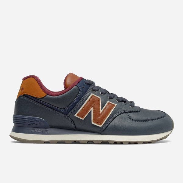 574 LEATHER  - NAVY/BROWN