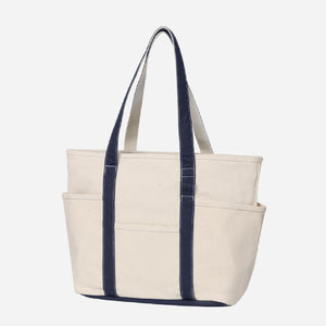 Mazi Untitled - CAFE TOTE BAG - ECRU/NAVY -  - Main Front View
