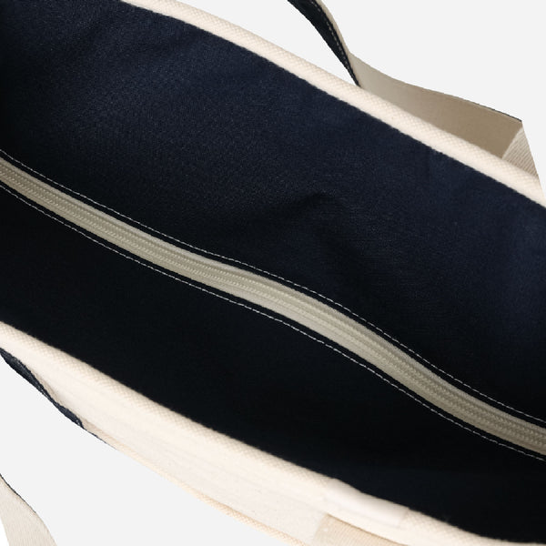 CAFE TOTE BAG - ECRU/NAVY